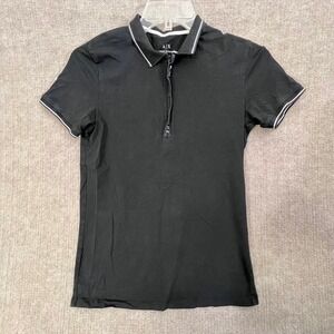 Armani Exchange Women's XS Black Polo Shirt Short Sleeve Casual‎ Top